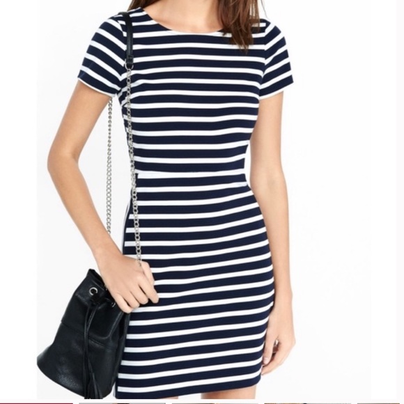 Express Shift Dress Navy & White Stripes 0 - Picture 1 of 4